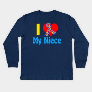 I Love My Autistic Niece Kids Long Sleeve T-Shirt